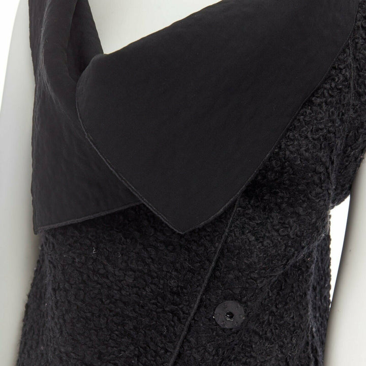 ROLAND MOURET RM wool mohair blend draped collar sleeveless vest jacket US6 M