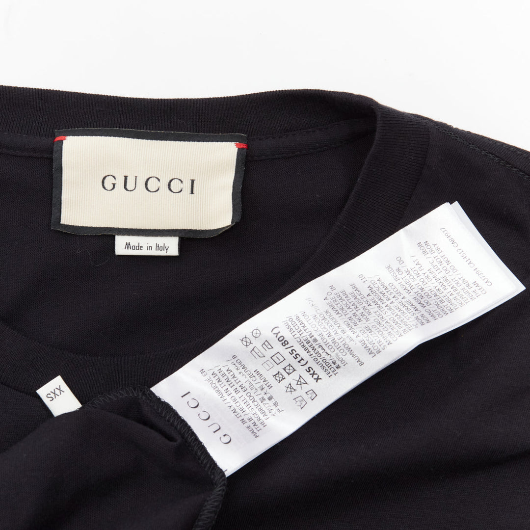 GUCCI black Vintage GG box logo cotton long relaxed tshirt XXS