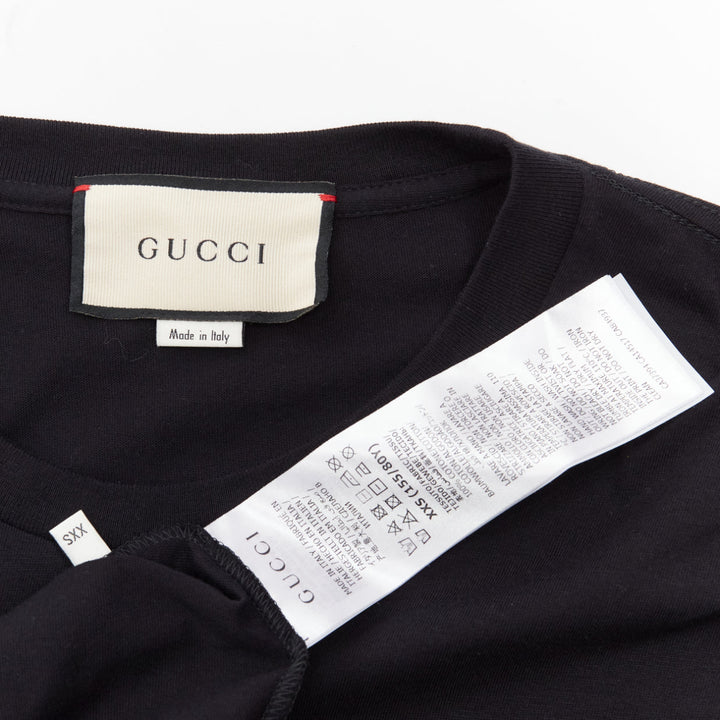 GUCCI black Vintage GG box logo cotton long relaxed tshirt XXS