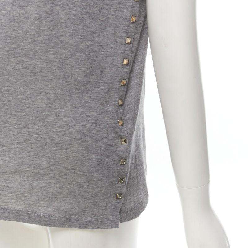 VALENTINO Rockstud 100% cotton grey pyramind spike stud side tshirt S
