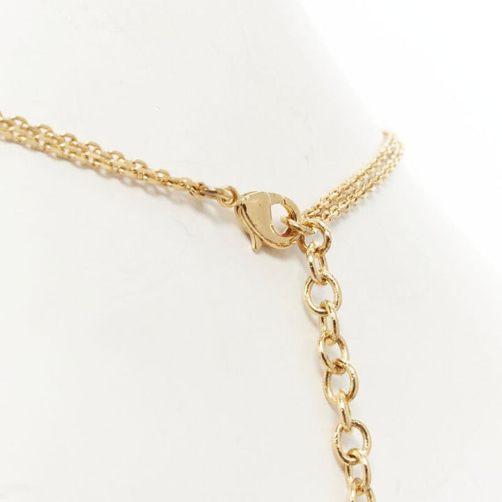 VERSACE Medusa Safety Pin pendant gold tone nickel short necklace choker