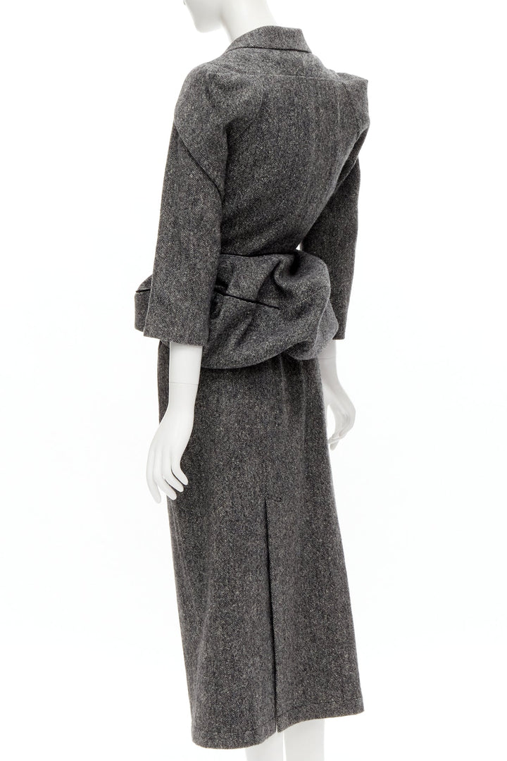 rare JUNYA WATANABE 1999 Vintage grey tweed convertible blazer dress look S