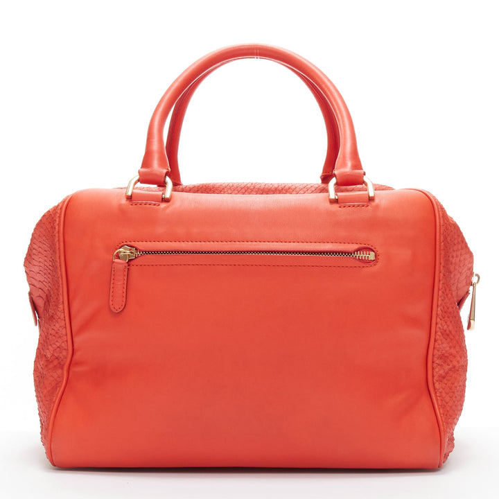 MULBERRY Shadow Maisie Clipper red embossed leather scaled travel satchel bag