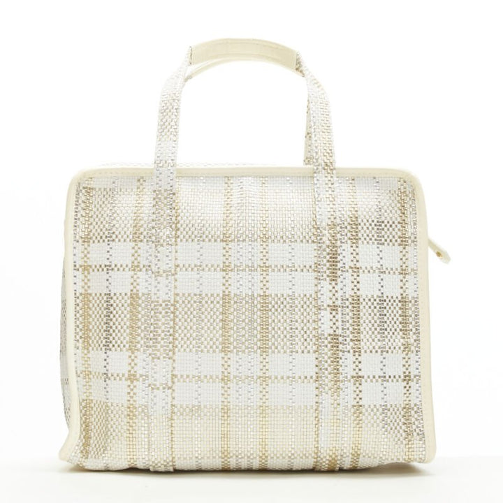 rare LOUIS VUITTON Street Shopper PM metallic gold silver woven leather tote bag