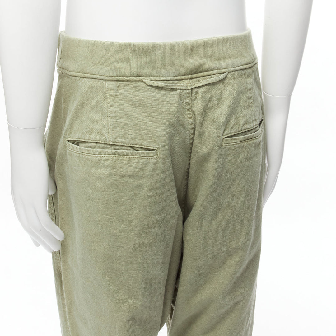 KAPITAL 100% washed cotton green distressed buttons elasticated waist pant JP3 L