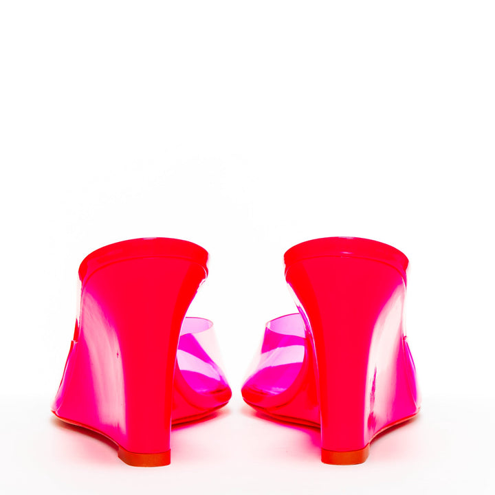 BETTINA VERMILLON Emili Sindlev Britney hot pink PVC wedge mules EU37.5