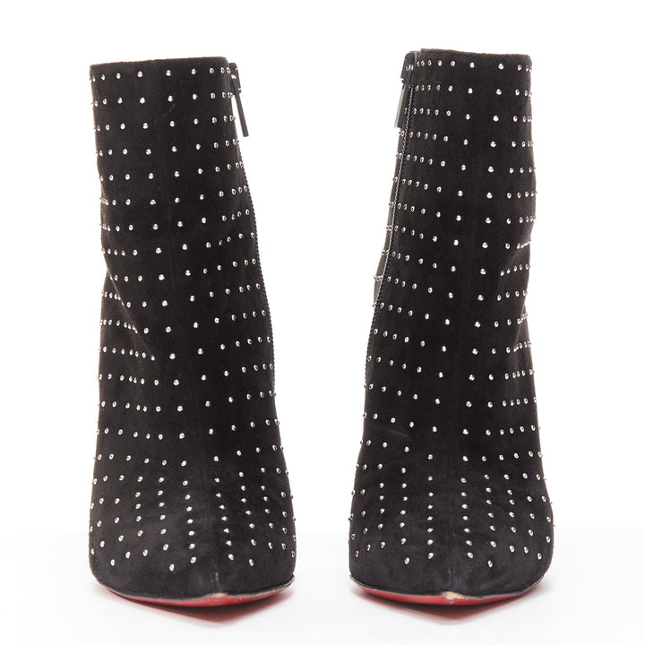 CHRISTIAN LOUBOUTIN So Kate Booty black suede micro stud embellished pointy EU36