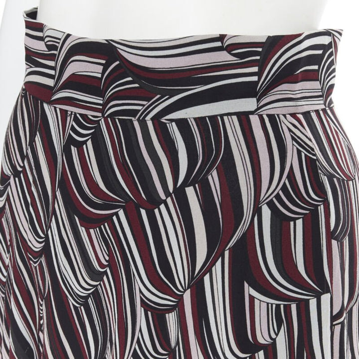 GIAMBATTISTA VALLI black red tropical pattern 100% silk midi skirt IT38 XS