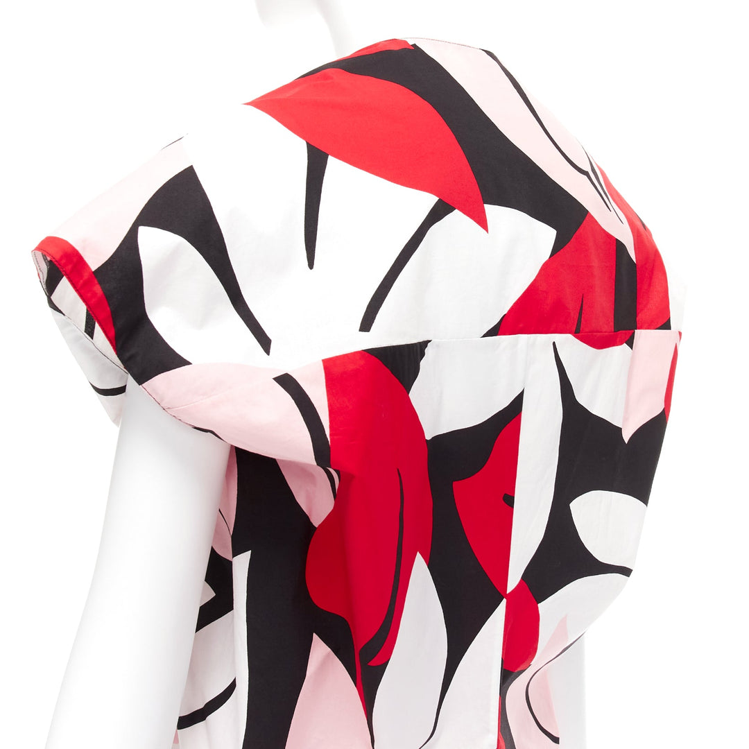 MARNI red black white 100% cotton geometric print cap sleeve boxy top IT38 XS