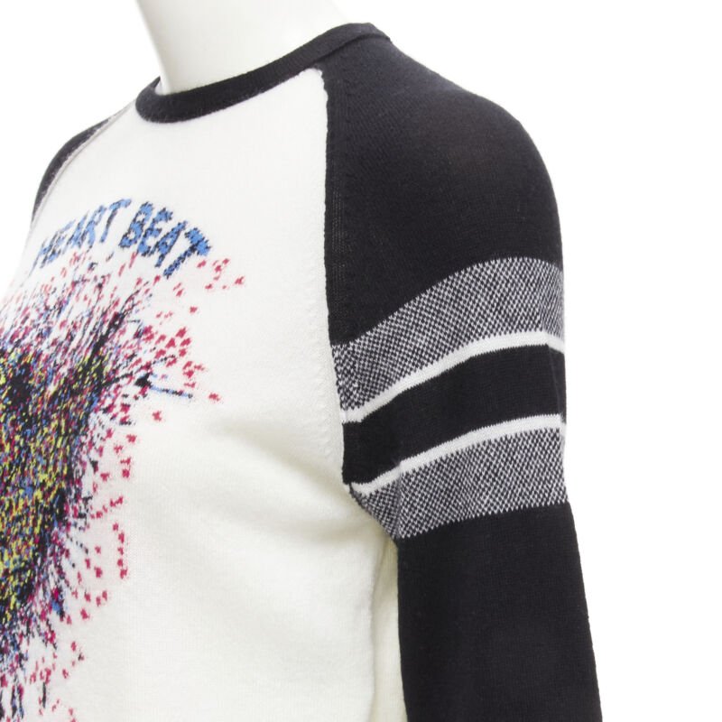 CHRISTIAN DIOR 2021 100% cashmere Heart Beat black white raglan top FR34 XS