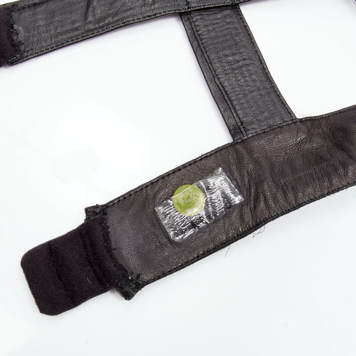 rare GIVENCHY Riccardo Tisci 2014 Runway black pleated leather harness bra top