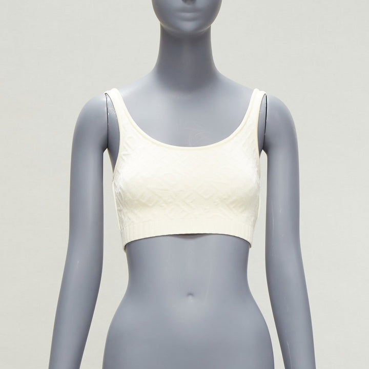 FENDI SKIMS cream logo jacquard scoop neck bralette crop top IT36 XXS