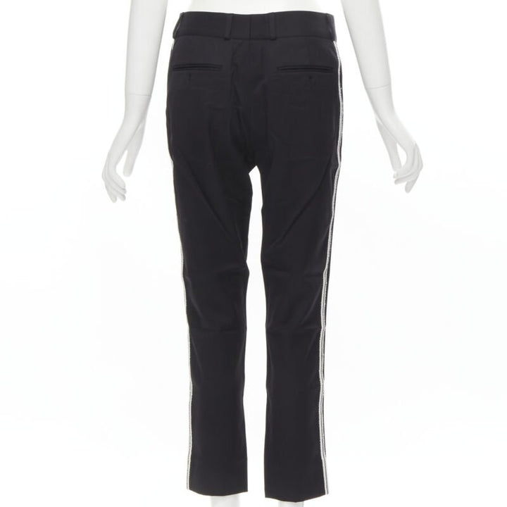 SAINT LAURENT white side braided trimming formal trousers S