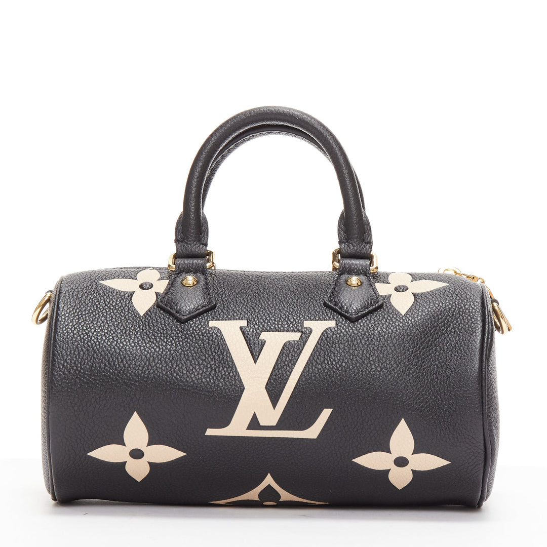 LOUIS VUITTON Papillon BB Giant Empreinte black nude small crossbody duffle bag