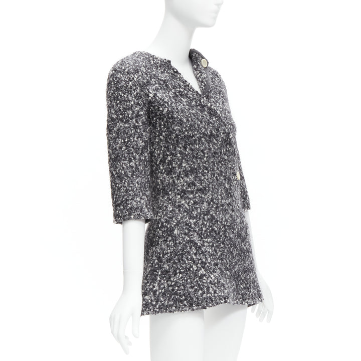 OLD CELINE Runway Phoebe Philo 2014 grey wool boucle bias diagonal top FR34 XS