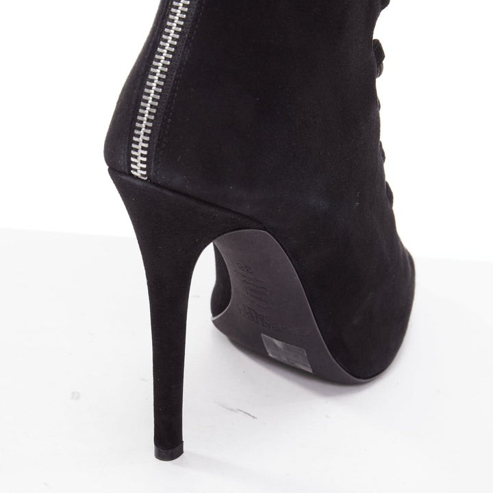 GIAMBATTISTA VALLI black suede leather criss cross lace up front boots EU38