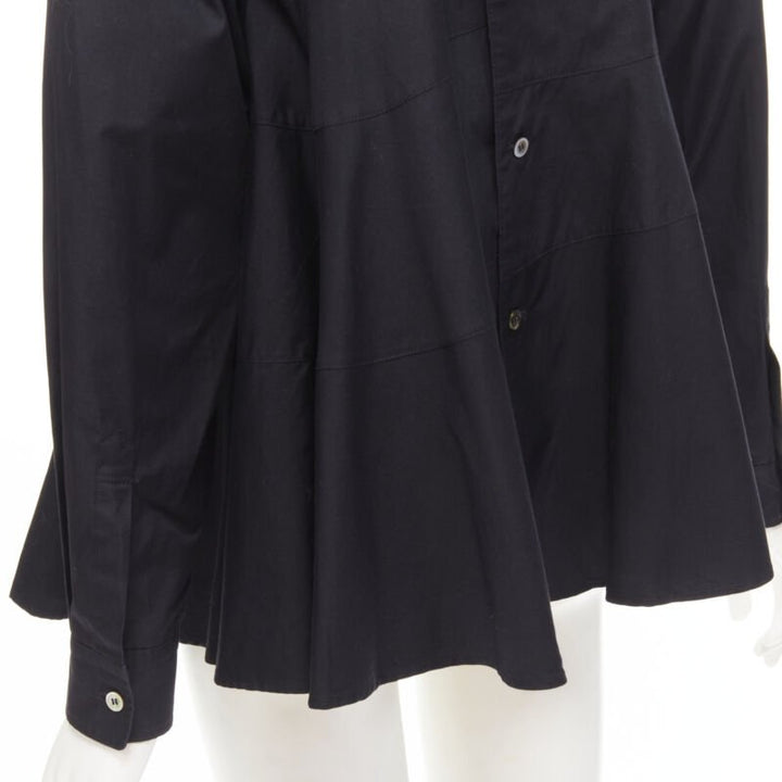 COMME DES GARCONS 1980s Vintage black asymmetric tiered flared tie back shirt M
