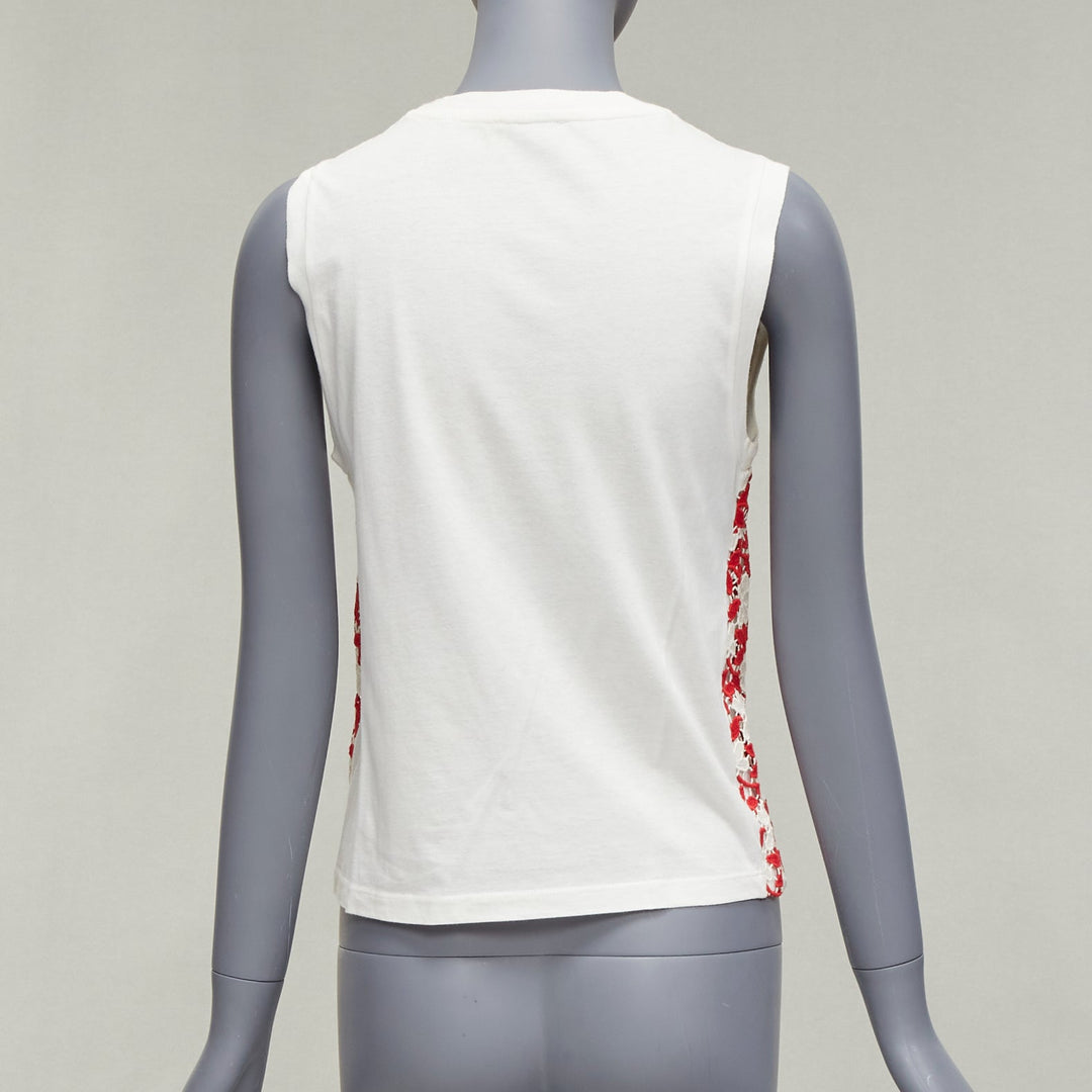 GIAMBATTISTA VALLI red cream lace cotton blend wide strap tank top IT38 XS