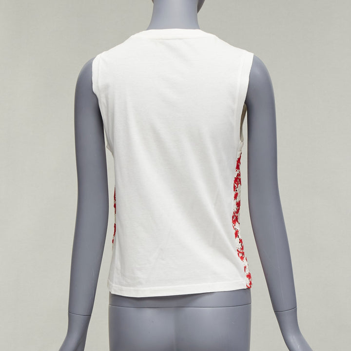 GIAMBATTISTA VALLI red cream lace cotton blend wide strap tank top IT38 XS
