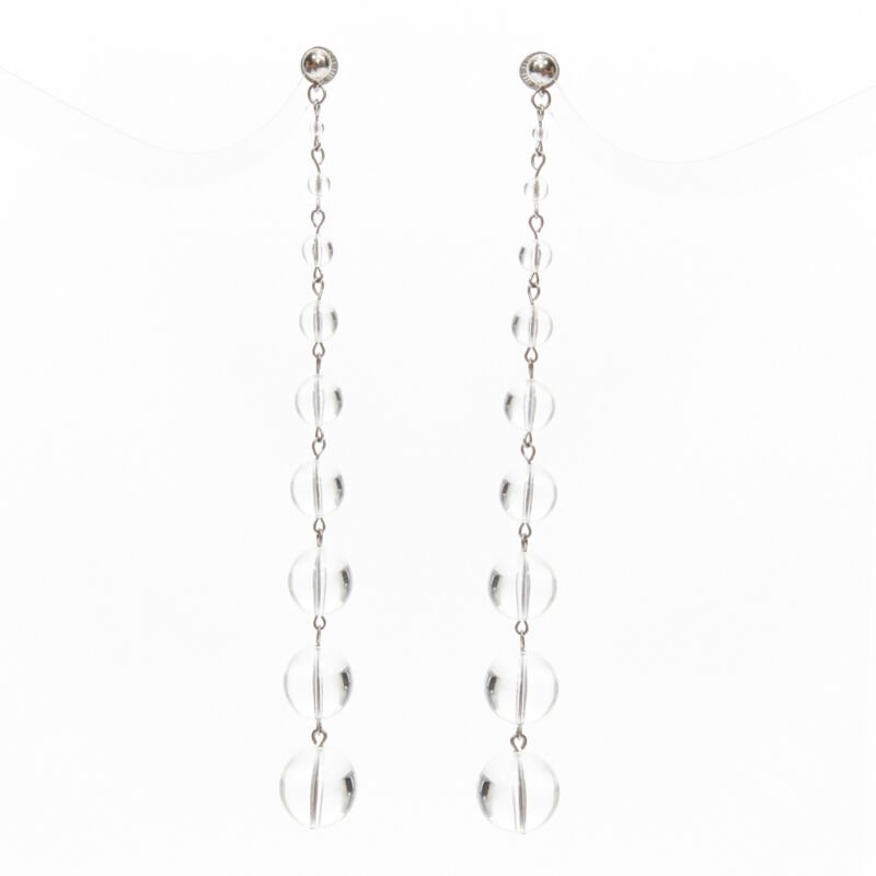 OSCAR DE LA RENTA clear enamel acrylic ball drop statement earrings
