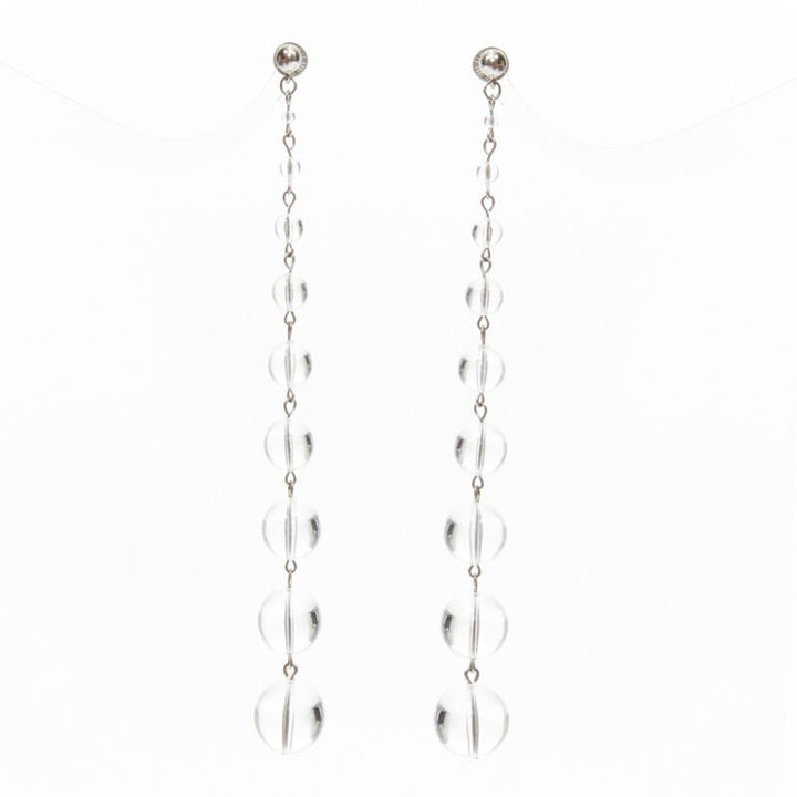 OSCAR DE LA RENTA clear enamel acrylic ball drop statement earrings