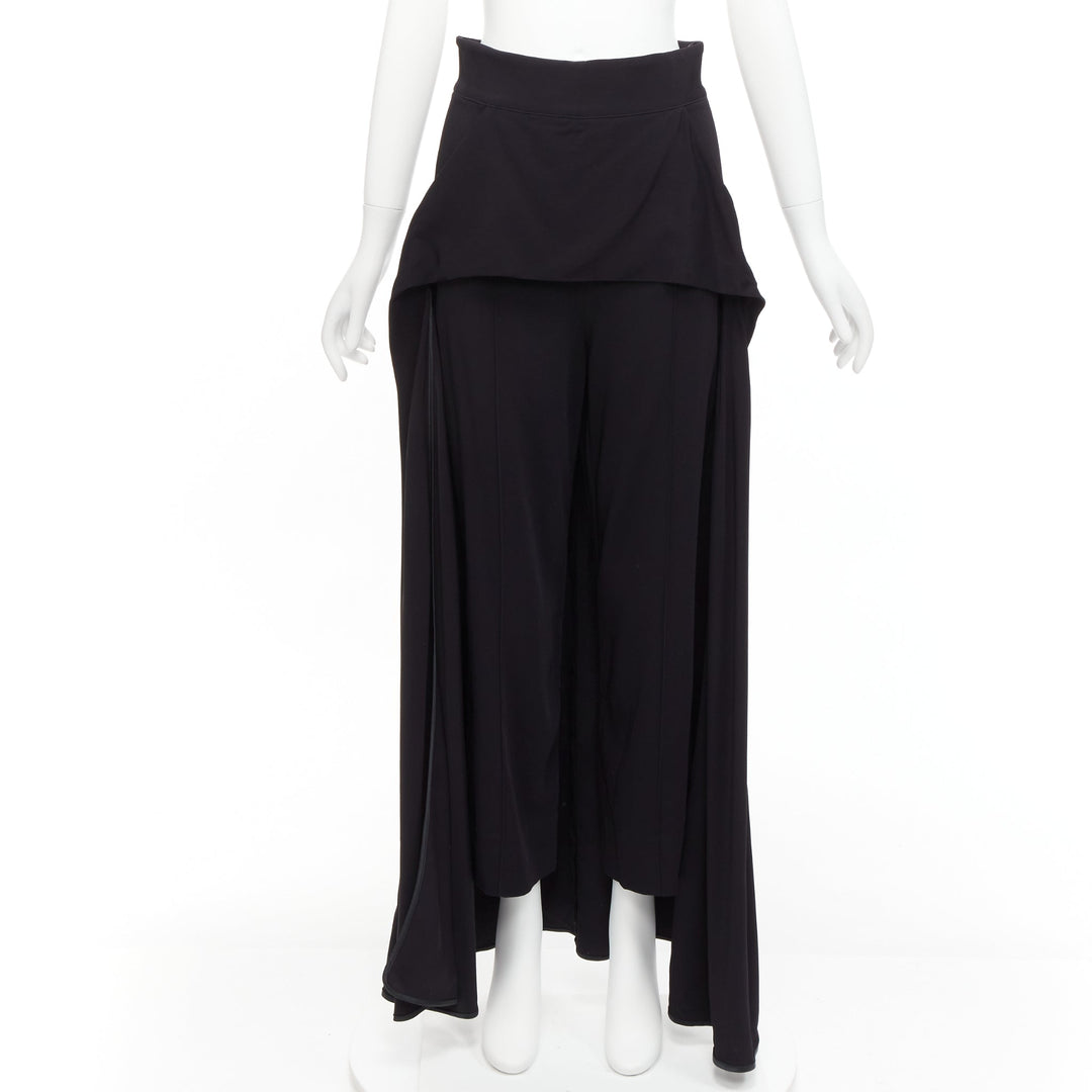 MATICEVSKI 2019 Manner black viscose blend skirt front cropped trousers  AU10 L