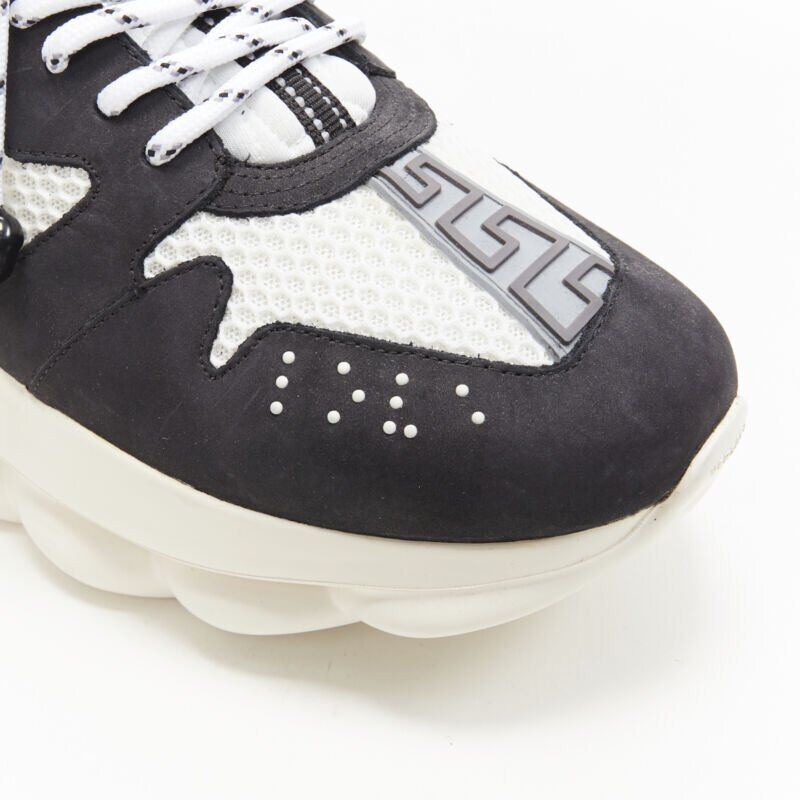 VERSACE Chain Reaction black white red suede mesh low chunky sneaker EU41