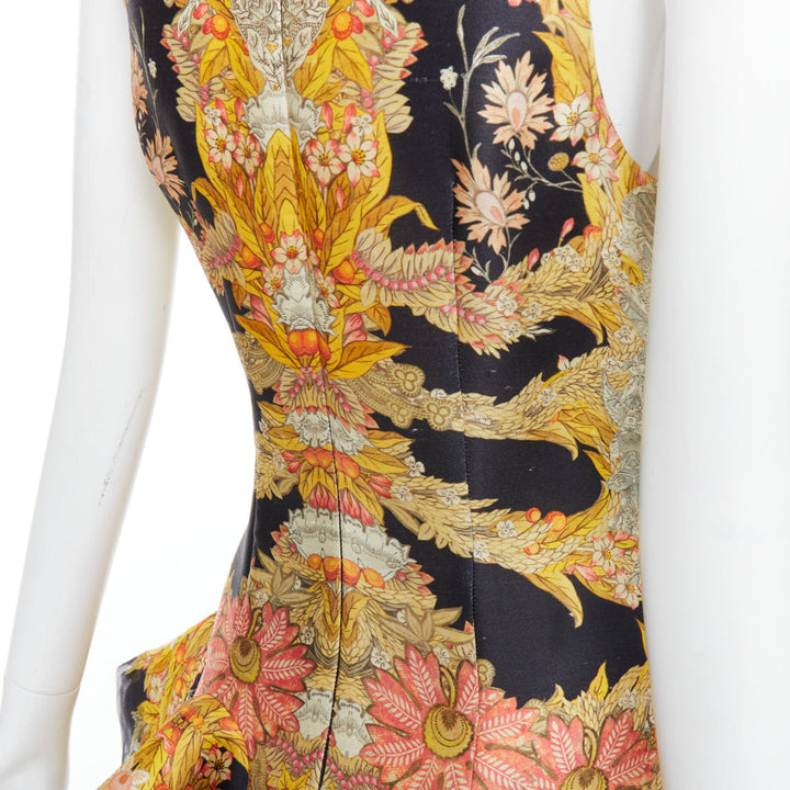 rare ALEXANDER MCQUEEN 2011 Runway Skeleton Foliage floral ruffle dress IT40 S