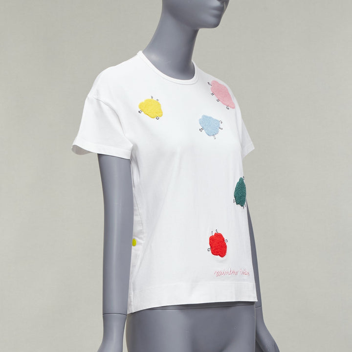 MIRA MIKATI Rainbow TRibe tufted sheep button side short sleeve tshirt FR34 XS