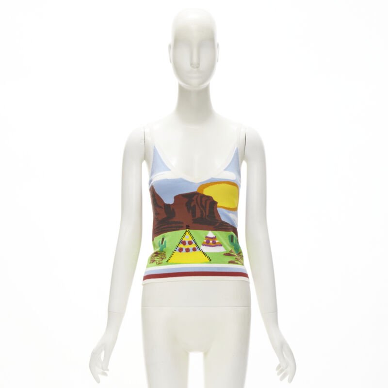 rare DSQUARED2 Vintage Y2K Camping Scene knitted camisole tank S