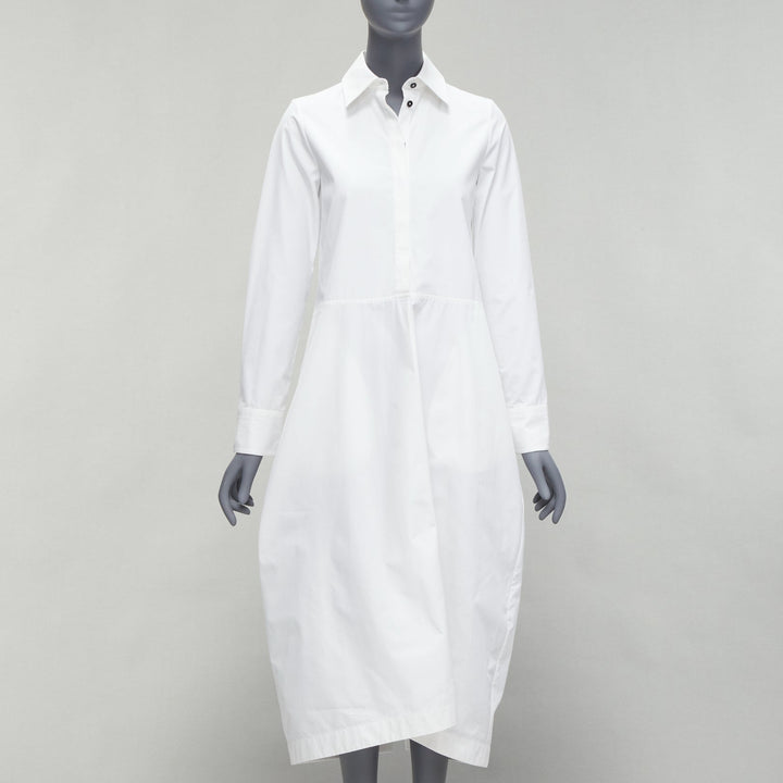 JIL SANDER 2022 white hidden placket minimal boxy shirt dress FR30 XXS