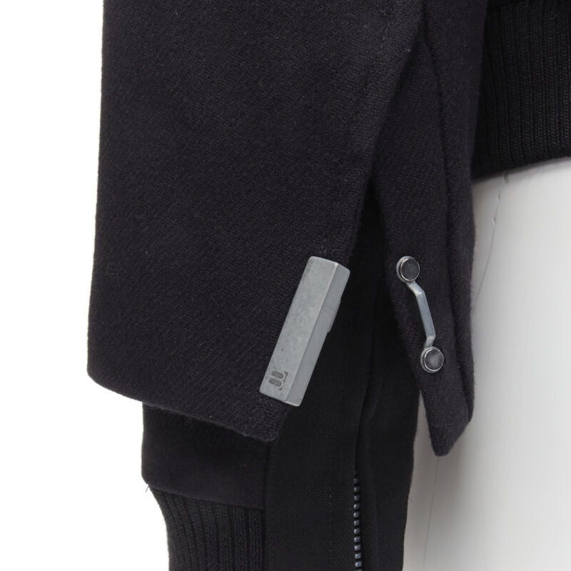 BALENCIAGA 2011 Ghesquiere black wool double sleeve bomber jacket EU44 XS