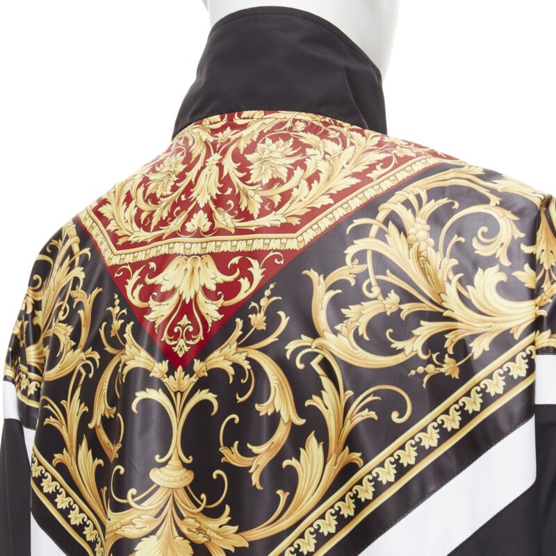 VERSACE Le Pop Classique black red Barocco print nylon track jacket IT52 XL
