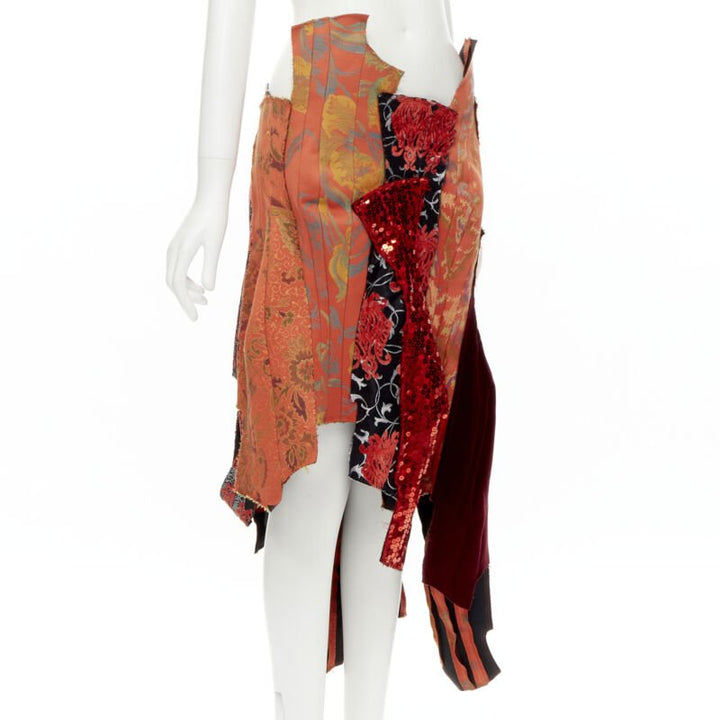 rare COMME DES GARCONS 2010 Runway oriental jacquard sequins devore skirt S