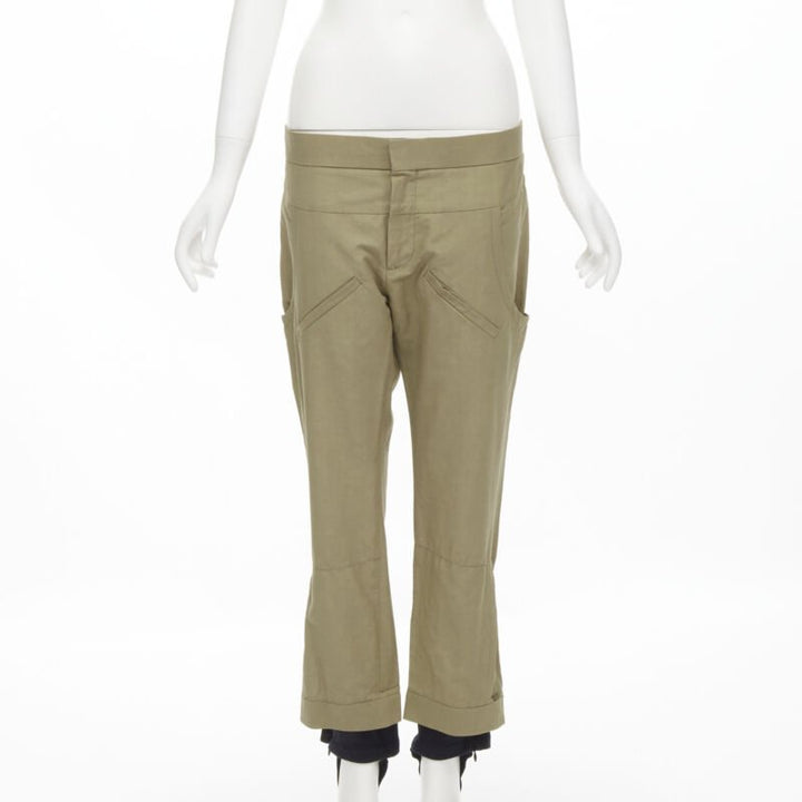 MARNI brown cotton layered hem stirrup jodphur pants IT42 S