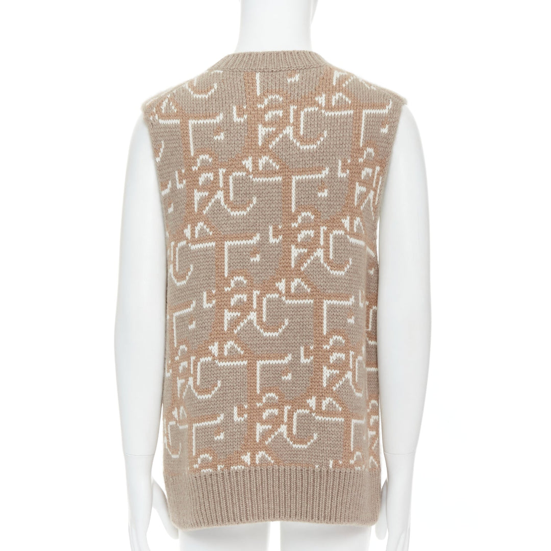 DIOR Travis Scott Cactus Jack 2022 beige 100% cashmere oblique vest sweater M
