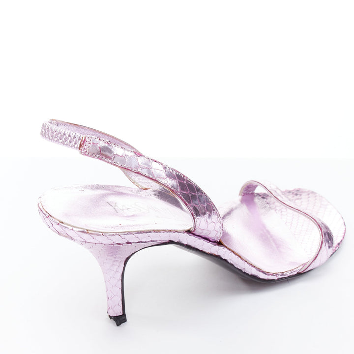 YVES SAINT LAURENT 2011 Tom Ford pink metallic leather slingback heels EU38