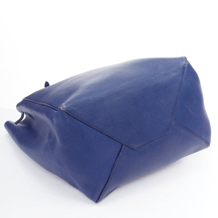 CELINE Cabas Phantom dark blue leather silver logo medium tote bag