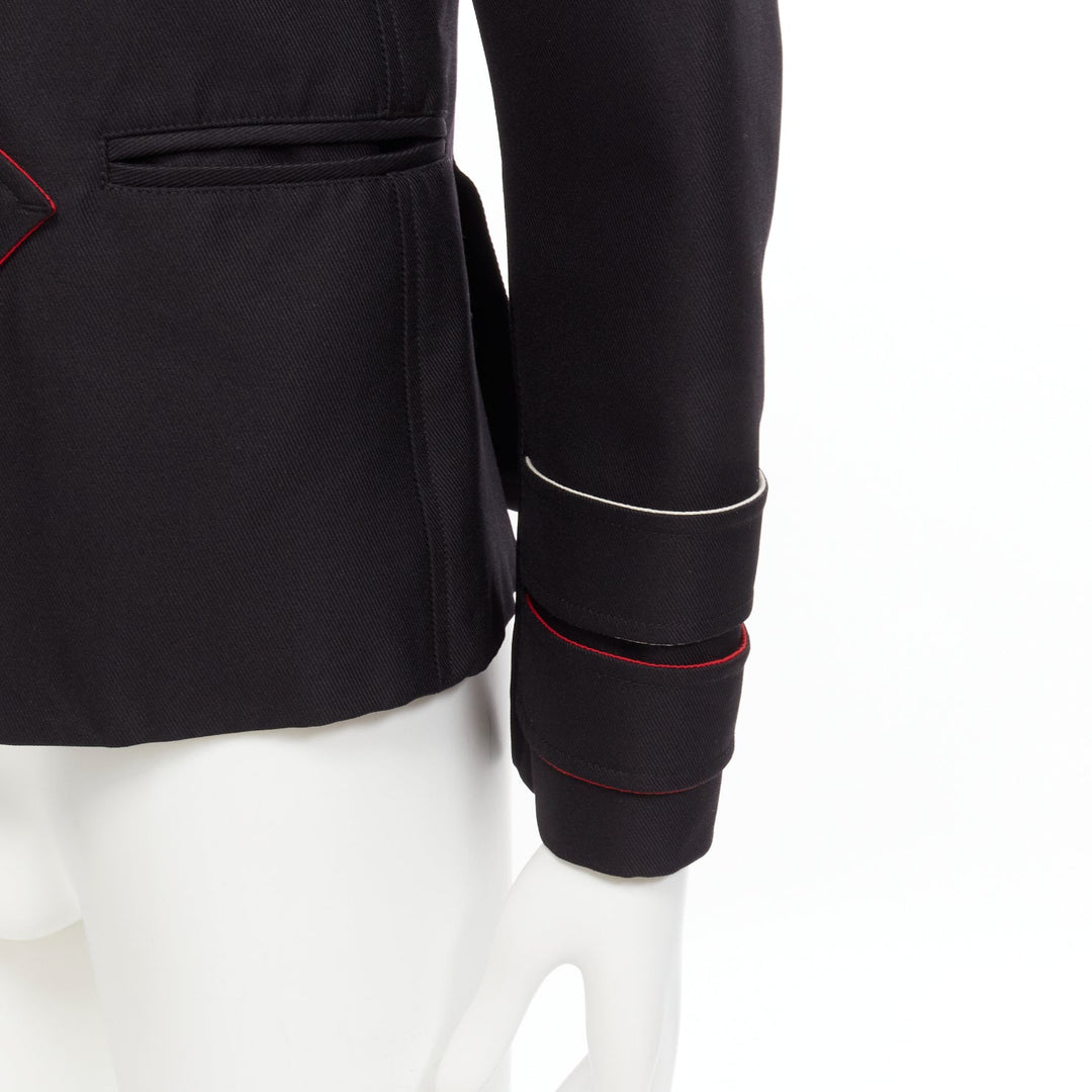 VALENTINO back silk blend white epaulets cuff panelled military jacket IT48 M