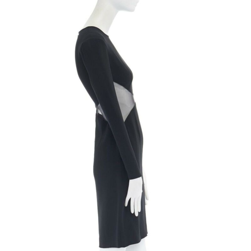 STELLA MCCARTNEY black sheer waist illusion cocktail dress FR36 S