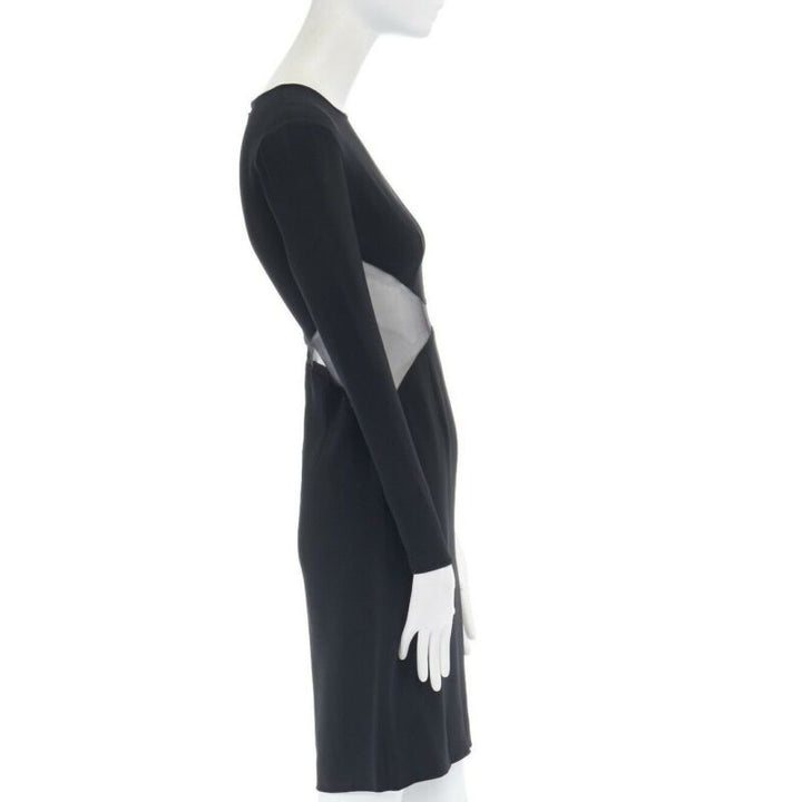STELLA MCCARTNEY black sheer waist illusion cocktail dress FR36 S
