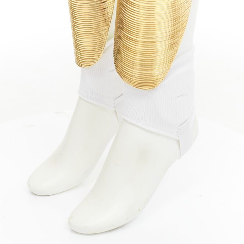 rare GUCCI Alessandro Michele 2019 Runway GG logo gold padded shin guards socks