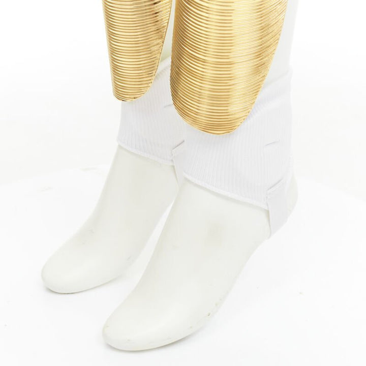 rare GUCCI Alessandro Michele 2019 Runway GG logo gold padded shin guards socks