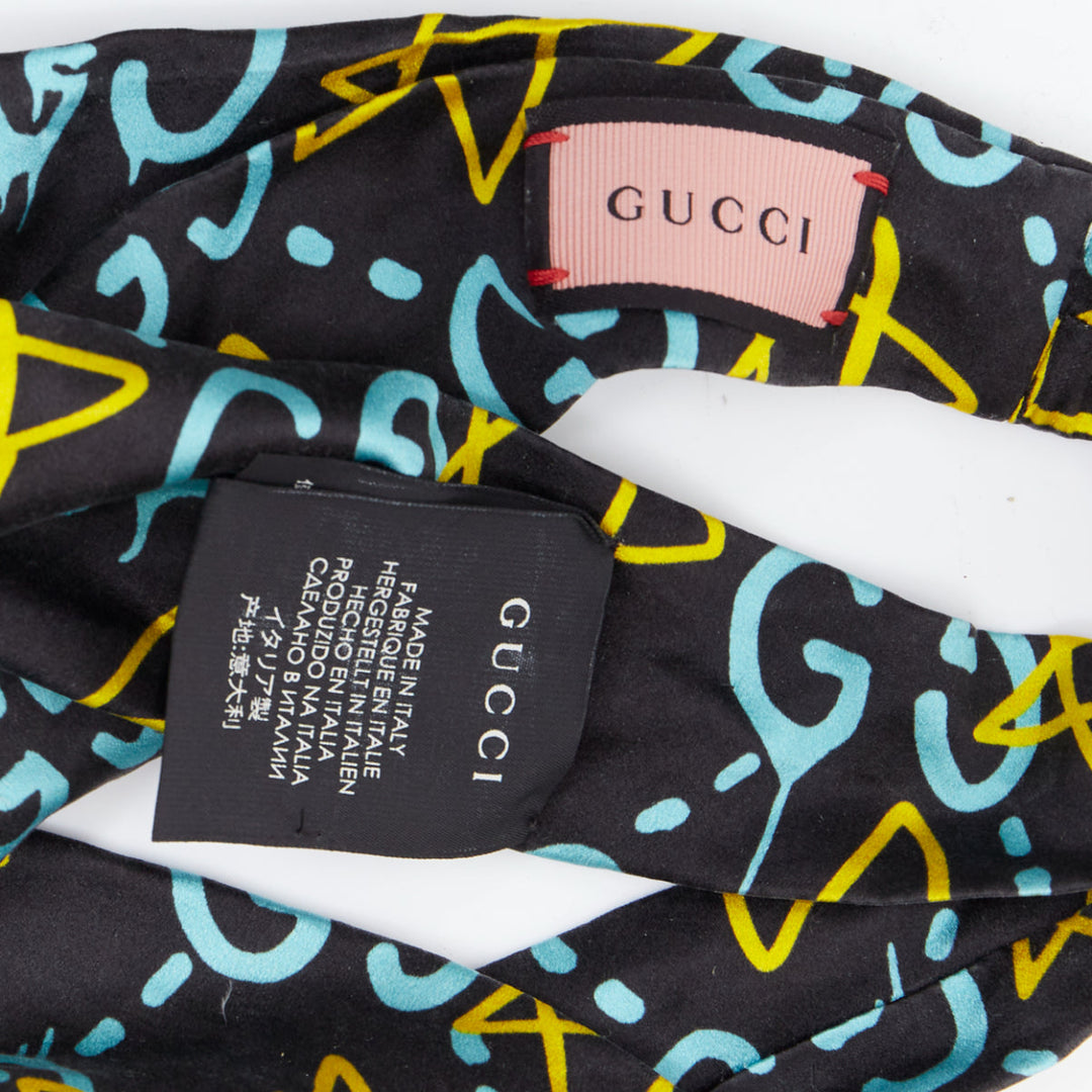 GUCCI Ghost 100% silk graffiti star monogram print twist headband