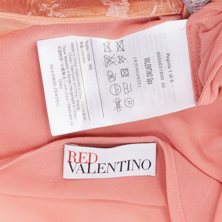 RED VALENTINO peach rainbow lace sleeveless fit flared cocktail dress IT40 S