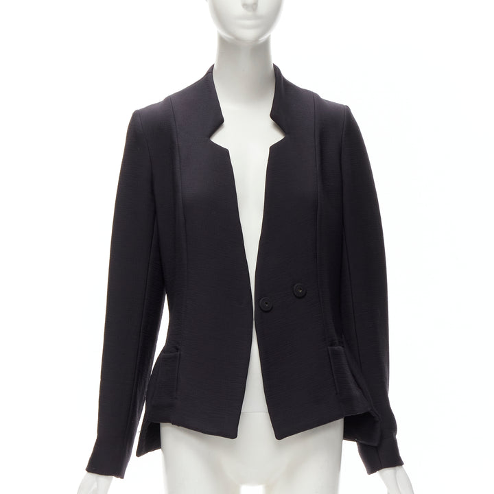 ZERO MARIA CORNEJO black wool scuba cutout collar jacket US2 S