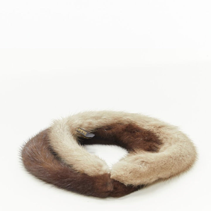 ALEXANDER ZOUARI 2X brown natural grey mink fur headband