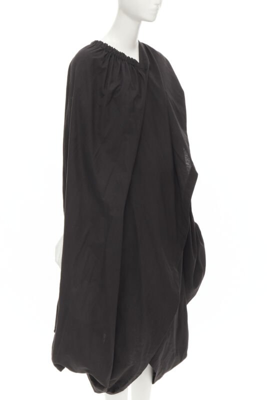 COMME DES GARCONS 1980's Vintage black washed asymmetric draped cocoon dress