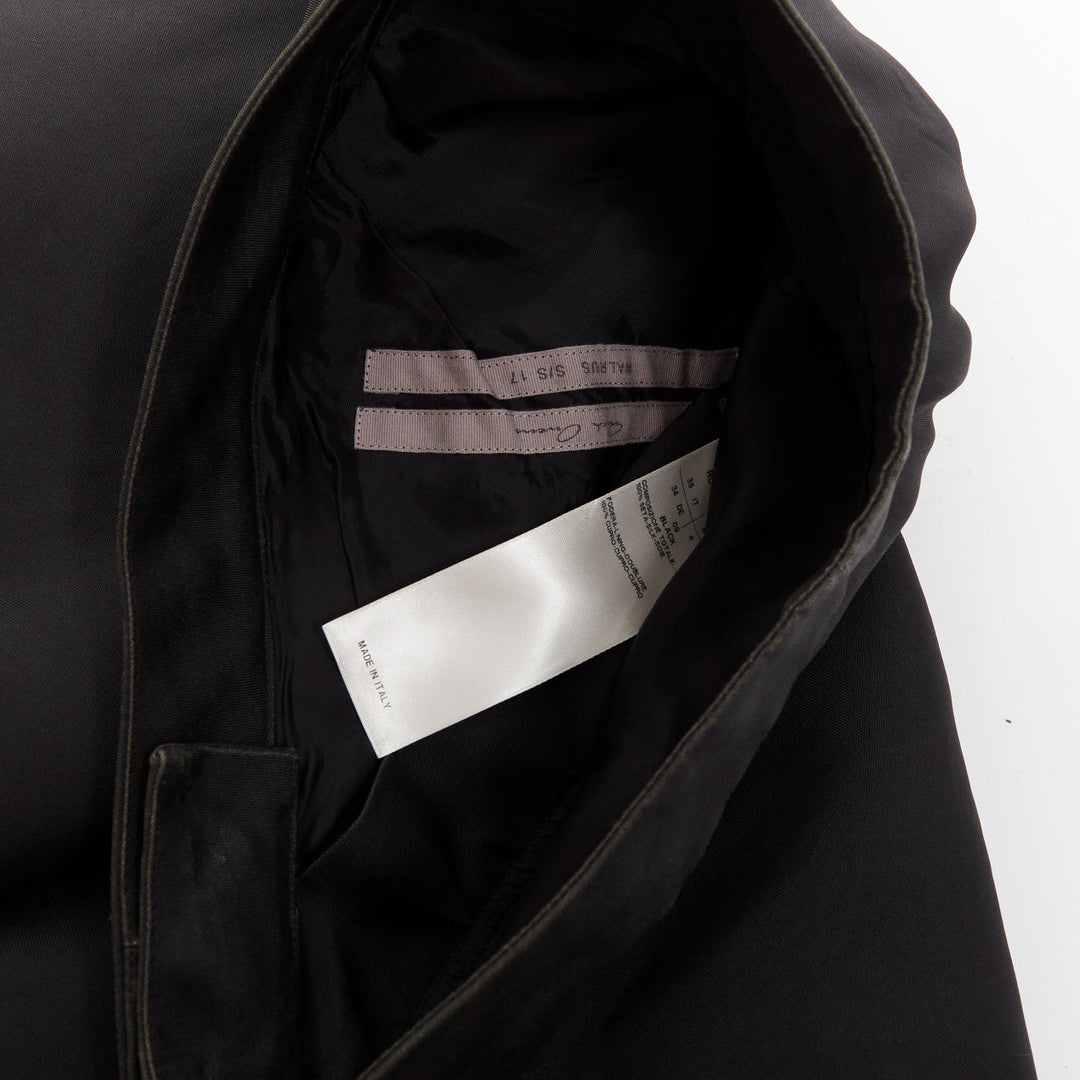 RICK OWENS 2017 Walrus 100% silk black draped high low skort skirt IT38 XS