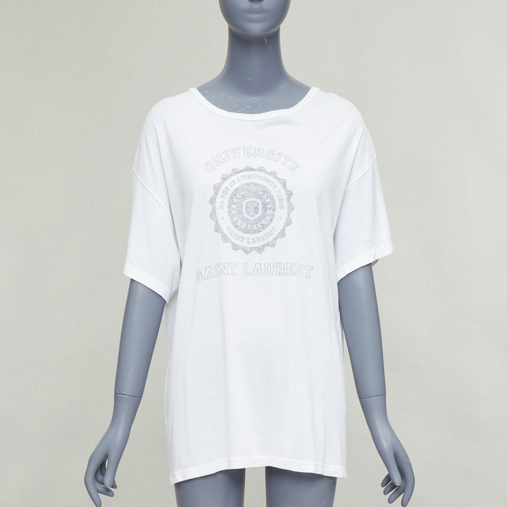 SAINT LAURENT 2016 off white university varsity logo washed oversized tshirt S